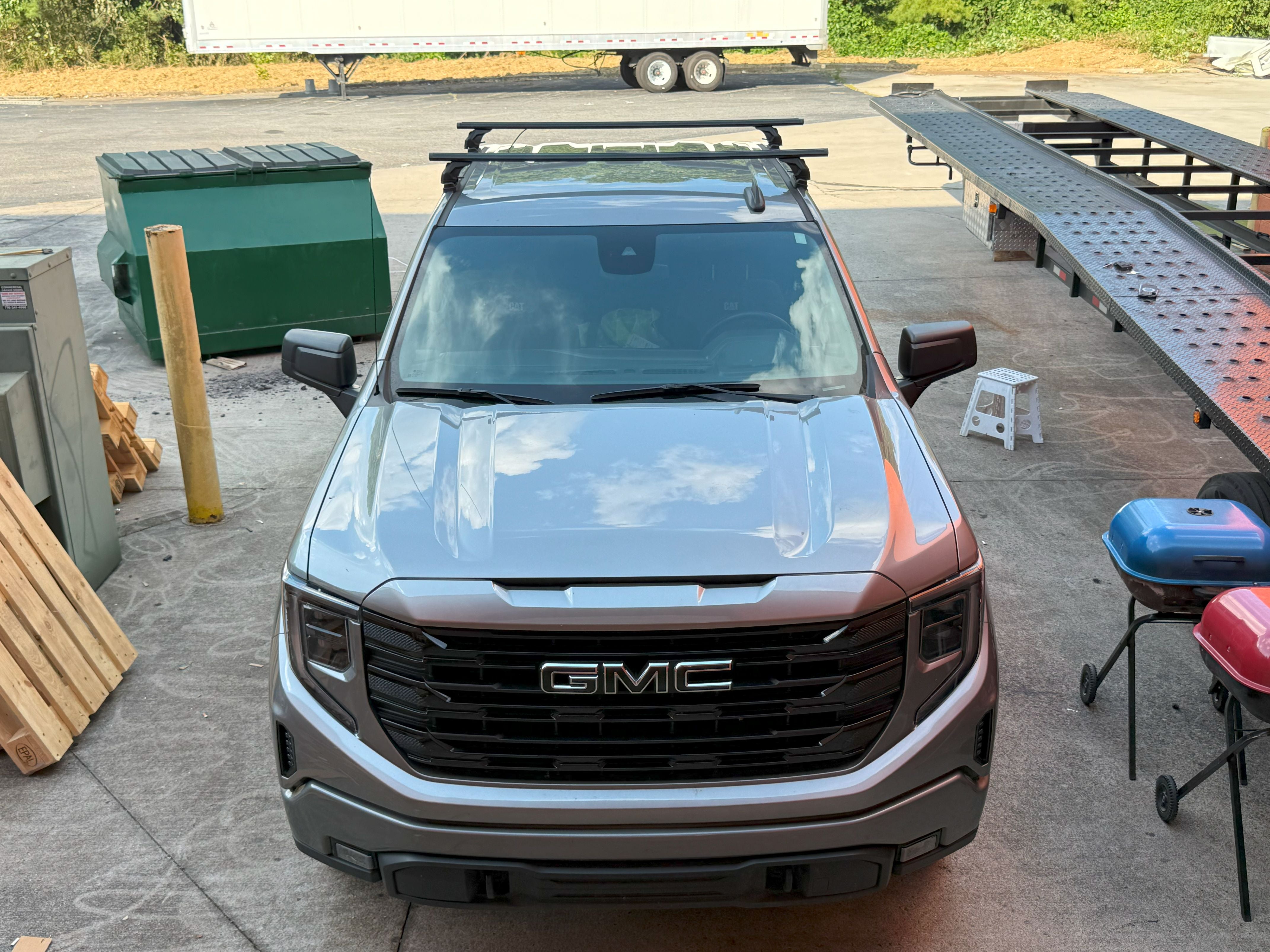 Für GMC Sierra 1500 2014–2018 Dachträgersystem, Aluminium-Querstange, Metallhalterung, abschließbar, Silber 