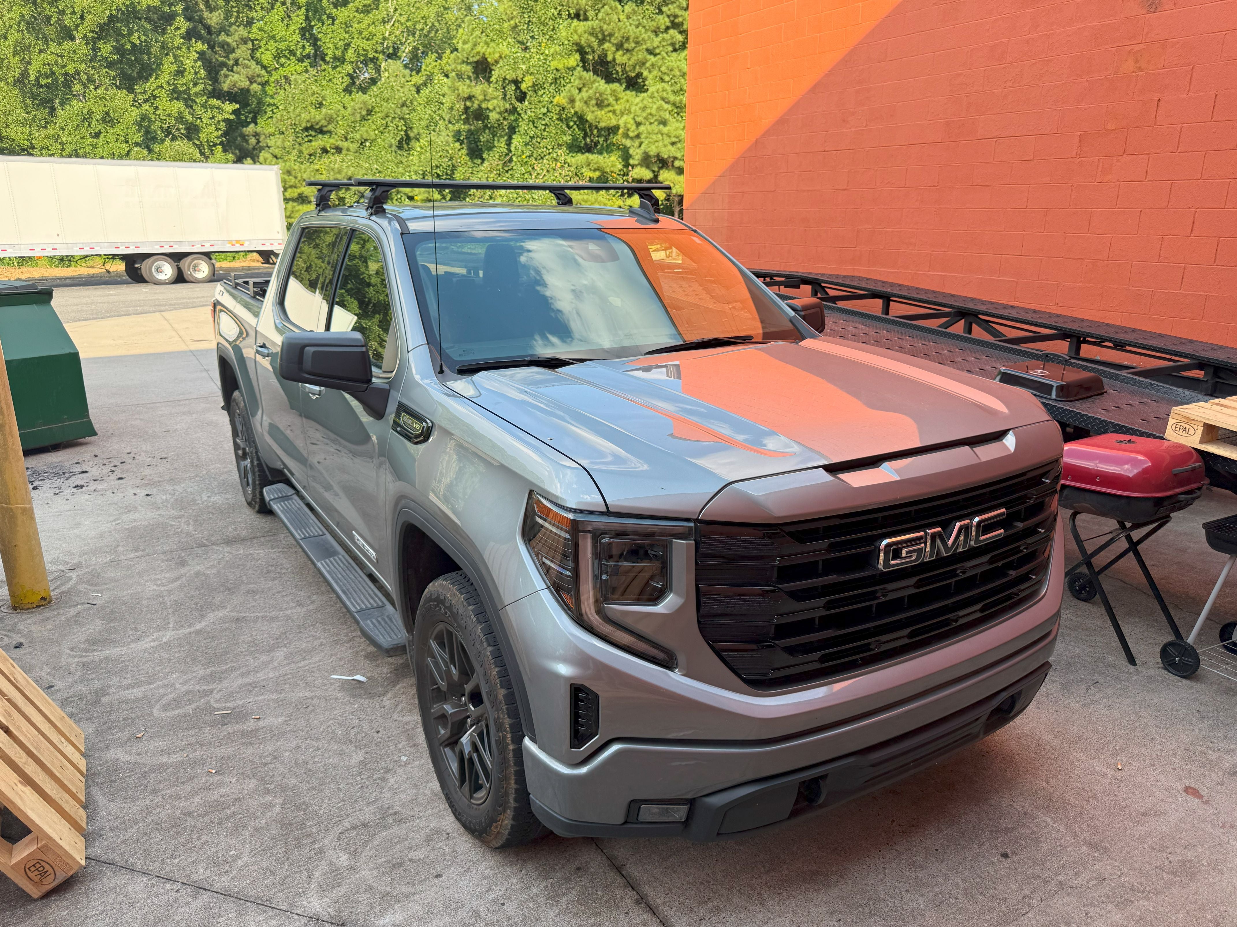 Für GMC Sierra 1500 2014–2018 Dachträgersystem, Aluminium-Querstange, Metallhalterung, abschließbar, Silber 