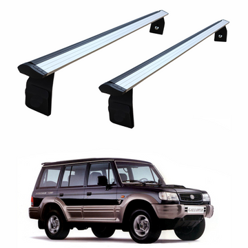 For Hyundai Galloper 1997-2003 Roof Rack Cross Bars Aluminum Rain Gutter Silver