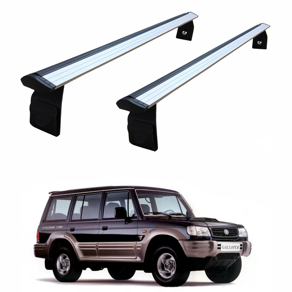 For Hyundai Galloper 1997-2003 Roof Rack Cross Bars Aluminum Rain Gutter Silver