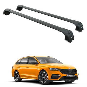 For Skoda Octavia Estate NX 2020-2025 Aluminum Roof Rack System Carrier Cross Bars Black