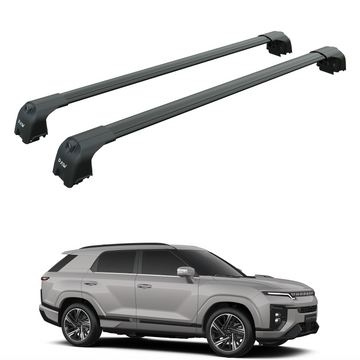 For KGM Actyon 2025-2026 Roof Rack System, Aluminium Cross Bar, Flush Rail, Black