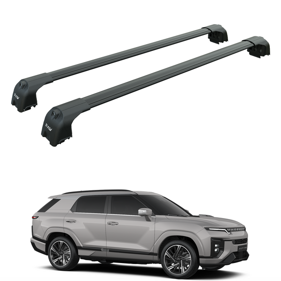 For KGM Actyon 2025-2026 Roof Rack System, Aluminium Cross Bar, Flush Rail, Black