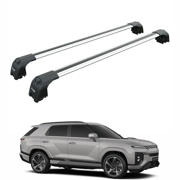 For KGM Actyon 2025-2026 Roof Rack System, Aluminium Cross Bar, Flush Rail, Silver