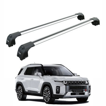 For KGM Torres 2023-2025 Roof Rack System, Aluminium Cross Bar, Flush Rail, Silver