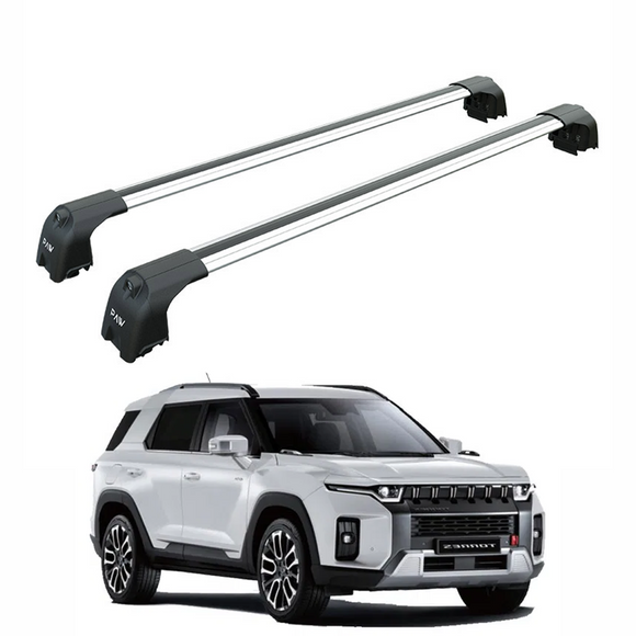 For KGM Torres 2023-2025 Roof Rack System, Aluminium Cross Bar, Flush Rail, Silver