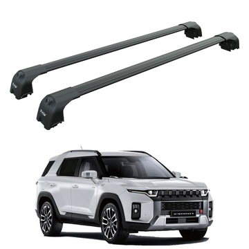 For KGM Torres 2023-2025 Roof Rack System, Aluminium Cross Bar, Flush Rail, Black
