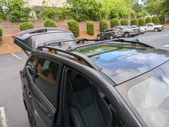 Für Subaru Forester Wilderness 2022-Up Dachträger Querträger Metallhalterung Erhöhte Schiene Alu Silber