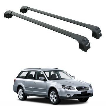 For Subaru Legacy Wagon 2003-2009 Roof Rack Cross Bars Flush Rail Alu Black Type 1