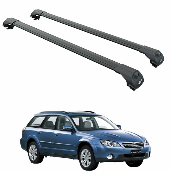 For Subaru Outback Wagon B13 2003-2009 Roof Rack Cross Bars Raised Rail Alu Black