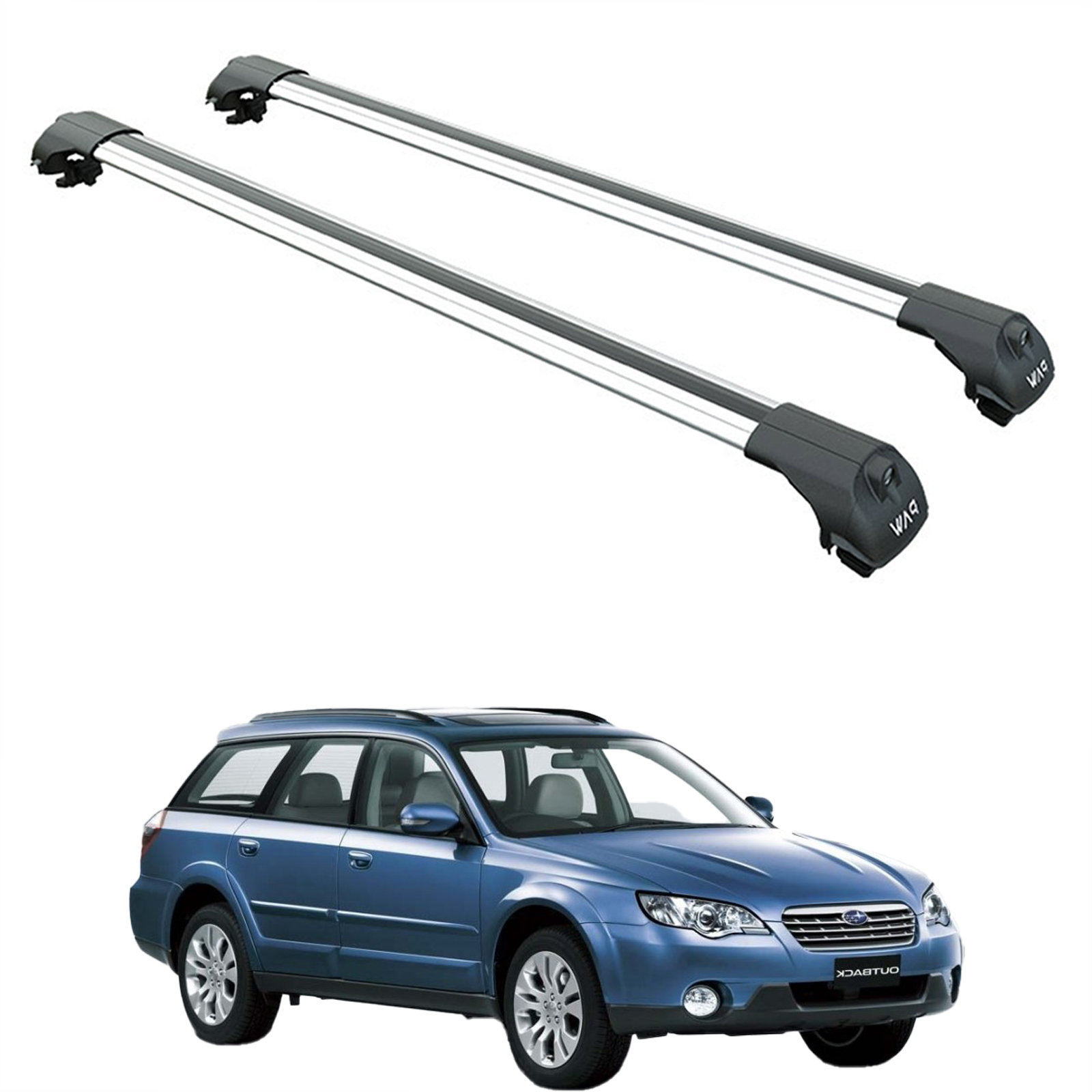 For Subaru Outback Wagon B13 Roof Rack Cross Bars Raised Rail Alu Silver 2003-2009