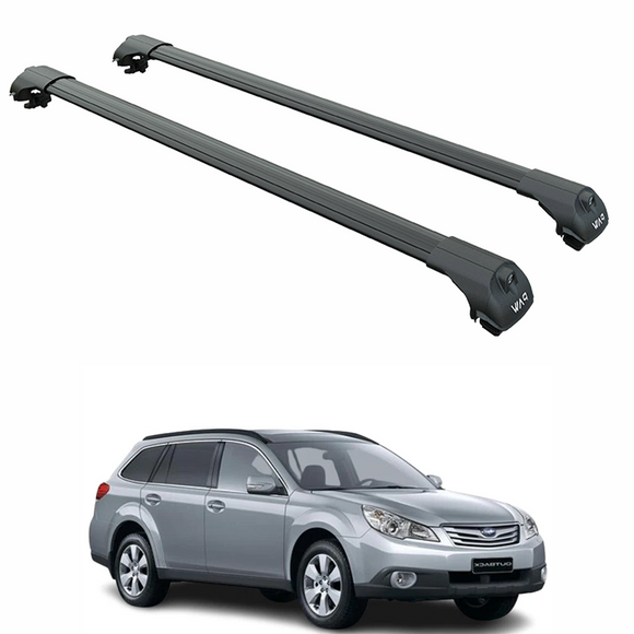 Für Subaru Outback 2009–14 Dachträger, Querträger, Metallhalterung, erhöhte Schiene, Alu, Schwarz