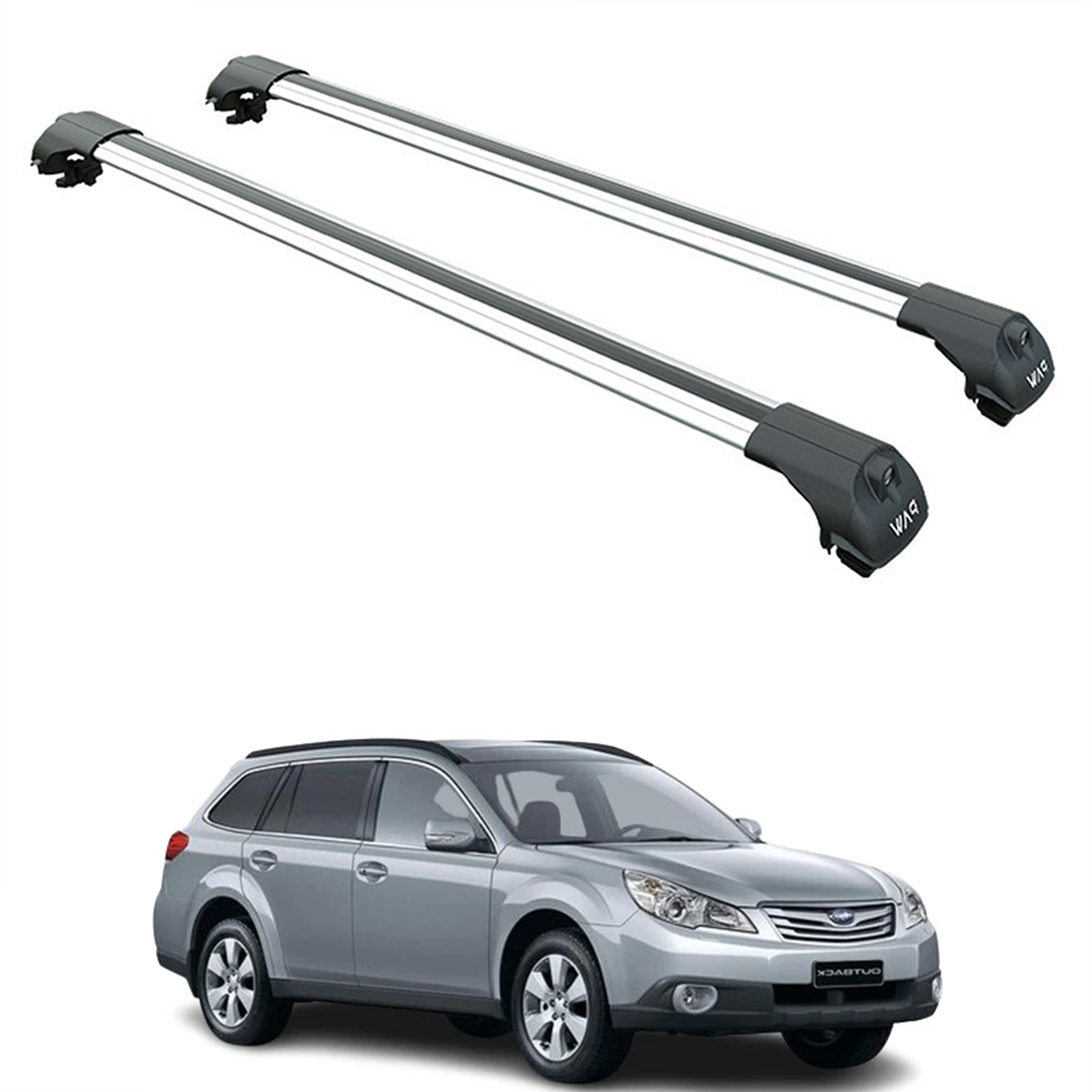 Für Subaru Outback 2009–14 Dachträger, Querträger, Metallhalterung, erhöhte Schiene, Alu, Silber