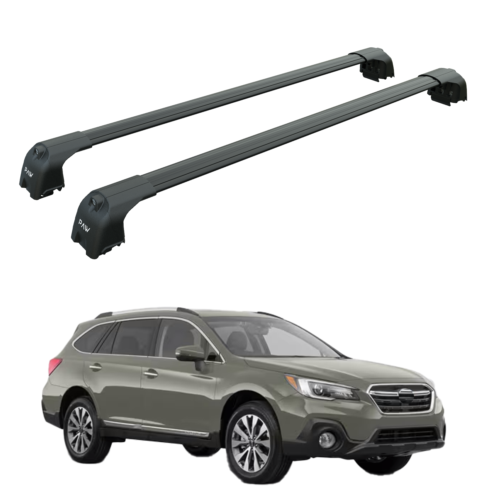 Für Subaru Outback 2014–20 Dachträger, Querträger, Metallhalterung, bündige Schiene, Alu, Schwarz