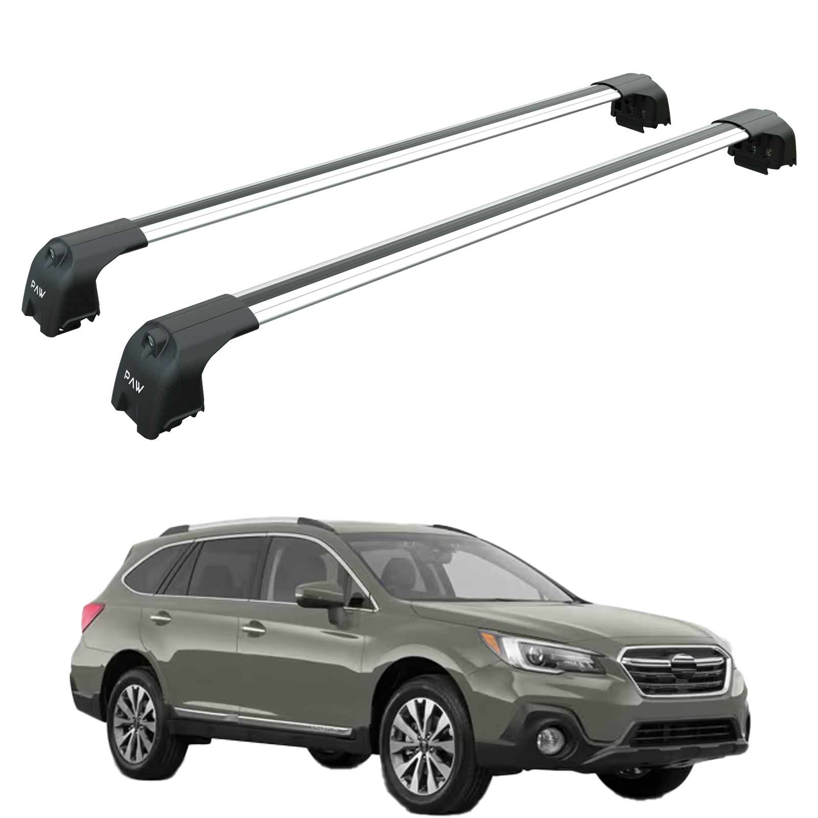 For Subaru Outback BS Roof Rack Cross Bars Flush Rail Alu Silver 2014-2020