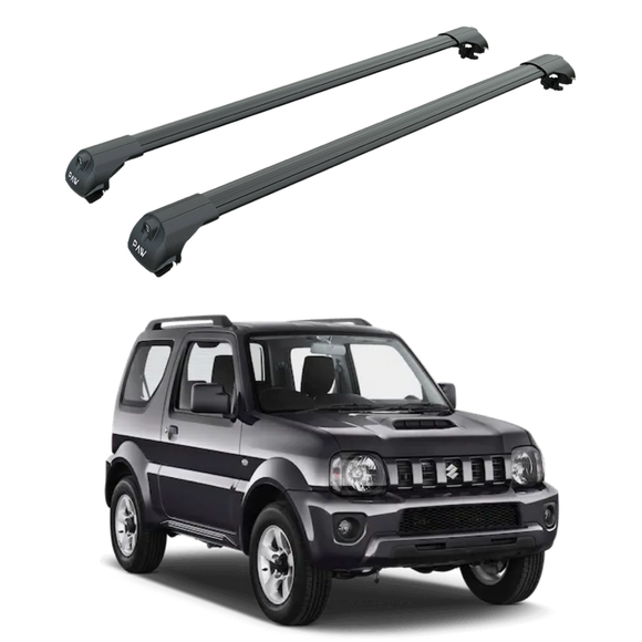 Suzuki Jimny Mk3 1998-2018 Roof Rack Cross Bars Raised Rail, Black