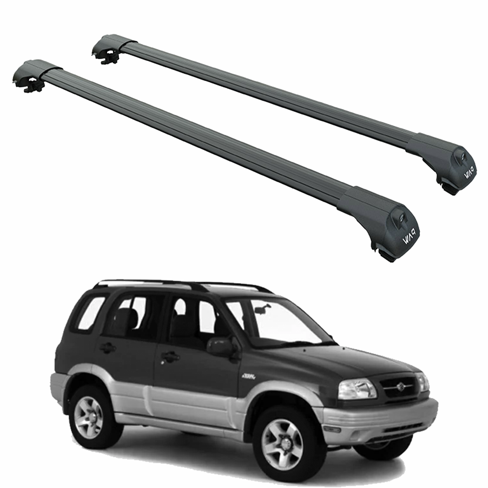Für Suzuki Grand Vitara 1999–2005, Dachträgersystem, Träger, Querträger, Aluminium, abschließbar, hochwertige Metallhalterung, schwarz