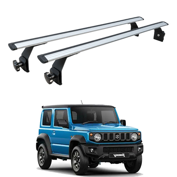 Für Suzuki Jimny 3 2019-Up Dachträgersystem Träger Querstangen Aluminium abschließbar Hochwertige Metallhalterung mit Regenrinnen Silber