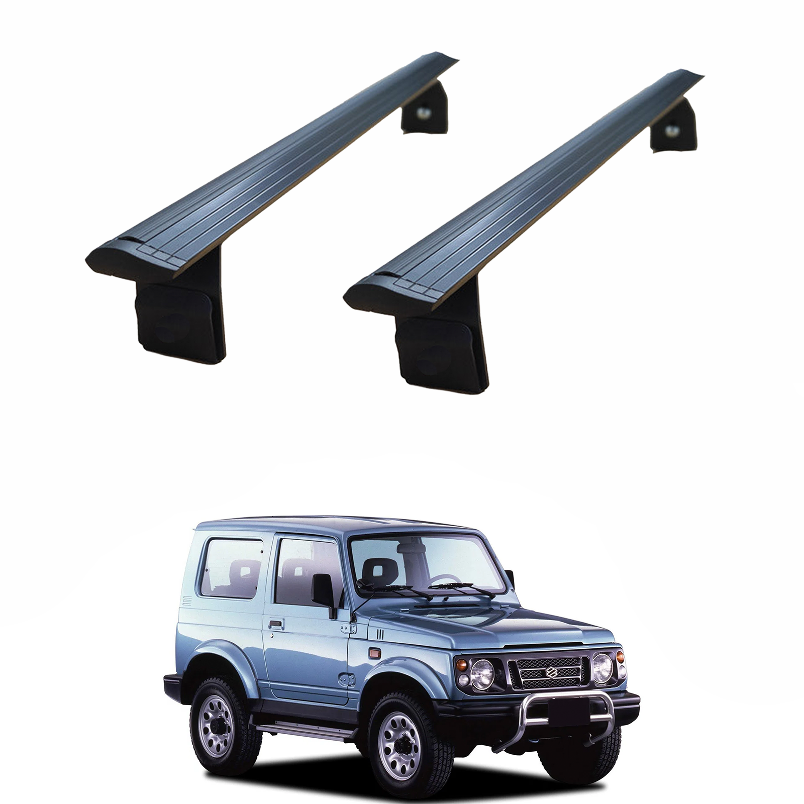 For Suzuki Jimny JA22W 1995–1998 Rain Gutter Roof Rack Cross Bars Raain Gutters Black
