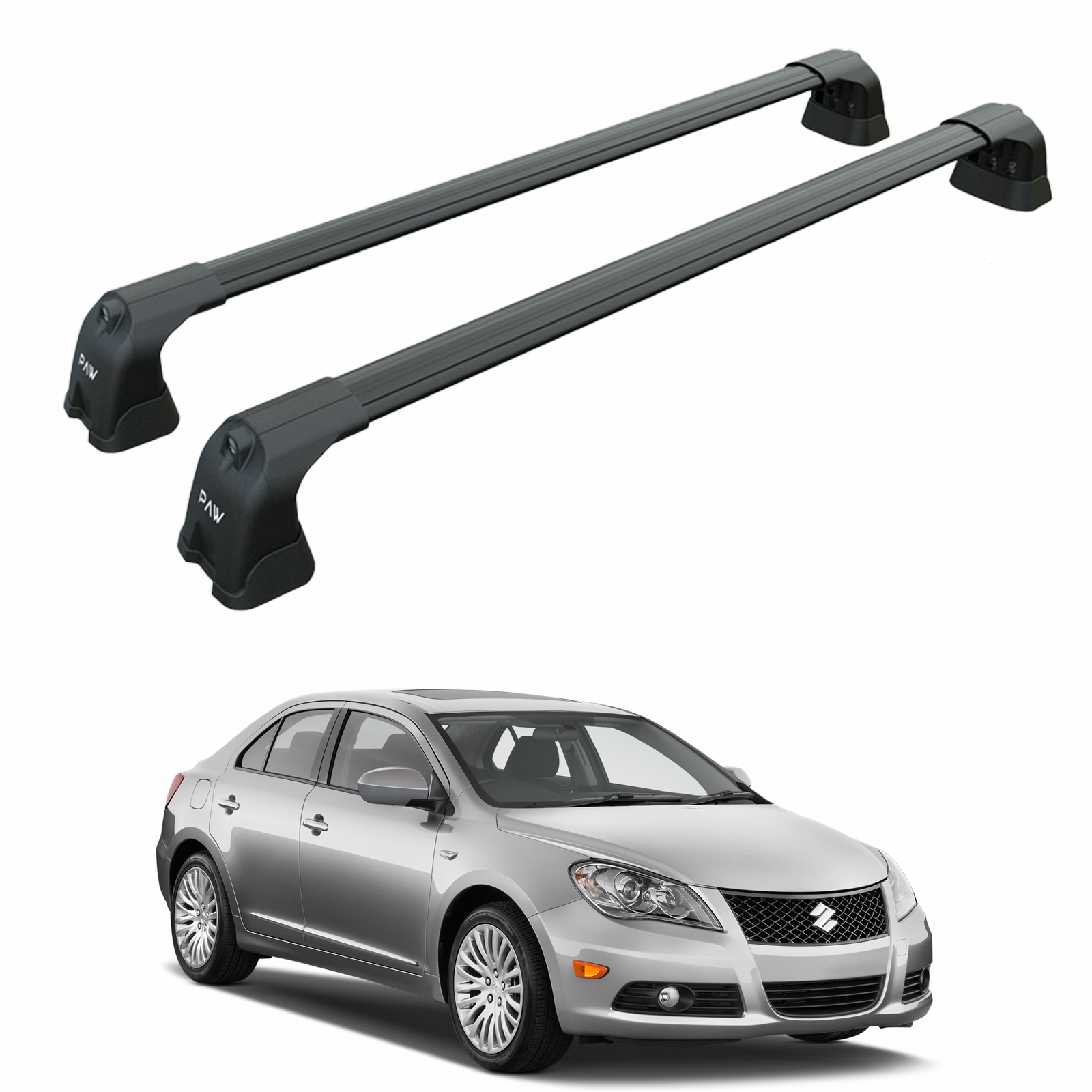 Für Suzuki Kizashi 2010–2013, Dachträgersystem, Träger, Querträger, Aluminium, abschließbar, hochwertige Metallhalterung, schwarz