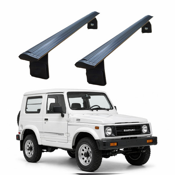 Für Suzuki Jimny 3 ab Baujahr 2019, Dachträgersystem, Träger, Querträger, Aluminium, abschließbar, hochwertige Metallhalterung mit Regenrinnen, Schwarz