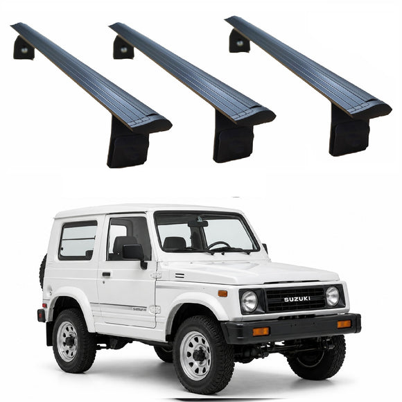 Für Suzuki Jimny 3 ab Baujahr 2019, Dachträgersystem, Träger, Querträger, Aluminium, abschließbar, hochwertige Metallhalterung mit Regenrinnen, Schwarz