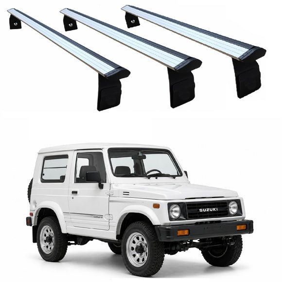 Für Suzuki Jimny 3 ab Baujahr 2019, Dachträgersystem, Träger, Querträger, Aluminium, abschließbar, hochwertige Metallhalterung mit Regenrinnen, Schwarz