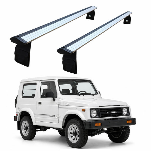 For Suzuki Samurai Roof Rack Cross Bars – T-Slot Aluminum, Rain Gutter Mount, No Drill | Silver