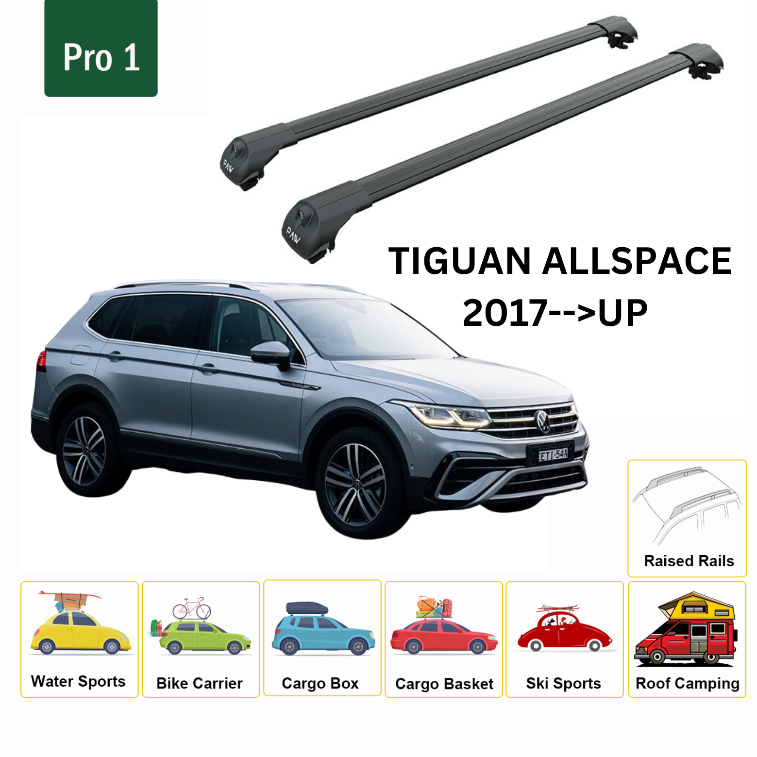 roof rack volkswagen Passat Variant B8 2015 Up Black Toros Trade LLC