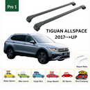 Für Volkswagen Tiguan Allspace 2017-Up Dachträger Querstange Metallhalterung Erhöhte Schiene Alu Schwarz-2