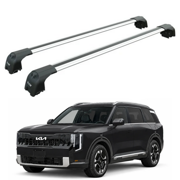 Für Kia Telluride 2020-Up Dachträgersystem, Aluminium-Querstange, Metallhalterung, abschließbar, Silber