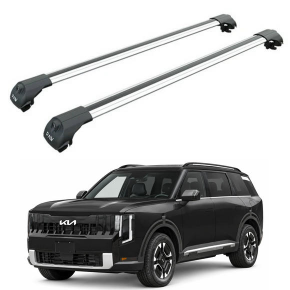 Für Kia Telluride X-Pro 2023-Up Dachträgersystem, Aluminium-Querstange, Metallhalterung, abschließbar, Silber