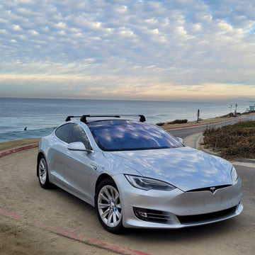 For Tesla Model S (2012-2016) Roof Rack Cross Bars, Fix Point, Silver - 0