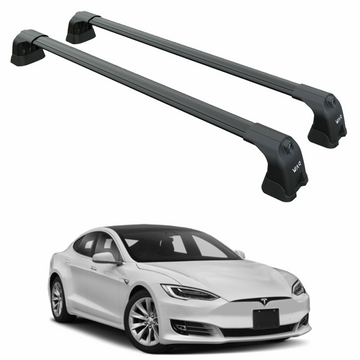 For Tesla Model S (2016-2021) Roof Rack Cross Bars – Metal Bracket Fix Point – Aluminum – Black