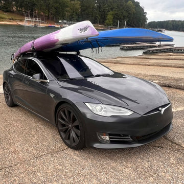 For Tesla Model S (2012-2016) Roof Rack Cross Bars, Fix Point, Black - 0
