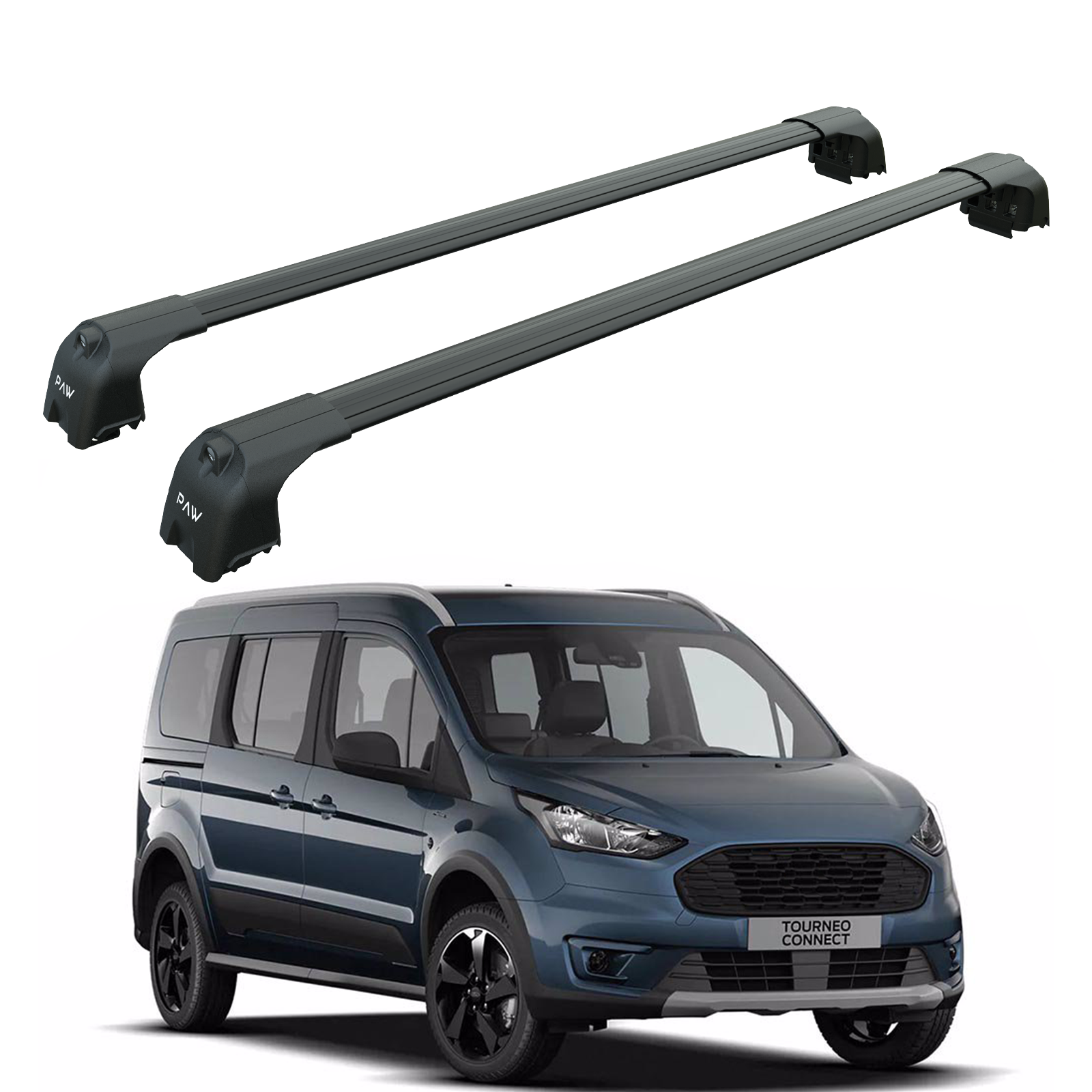 For Ford Tourneo Connect 2014-2022 Roof Rack Cross Bars Flush Rail Alu Pro 2 Black