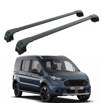 For Ford Tourneo Connect (2013-2023) Roof Rack Cross Bars Flush Rail, Black