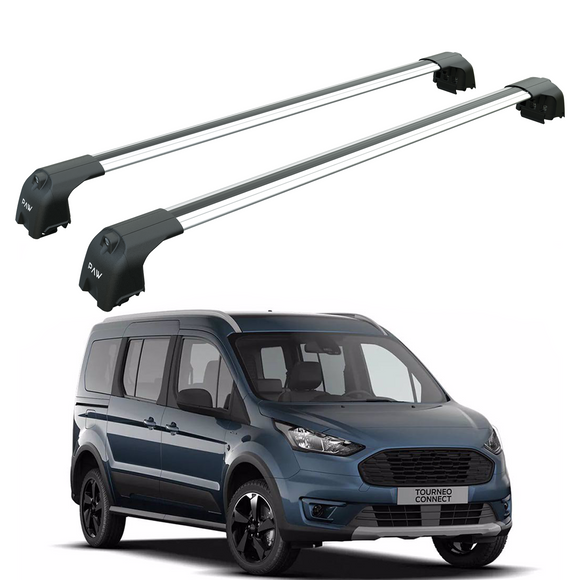 For Ford Tourneo Connect (2013-2023) Roof Rack Cross Bars Flush Rail, Silver