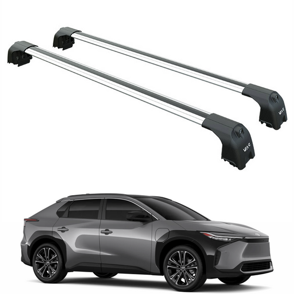 Kompatibel mit Subaru Soltera ab 2023. Abschließbarer Aluminium-Dachträger für Fahrzeuge mit Standarddach Toros Pro 2 Silber