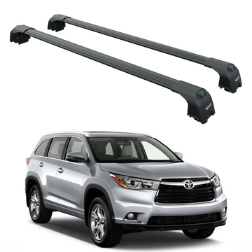For Toyota Highlander 2014-2019 Roof Rack Cross Bars Metal Bracket Flush Rail Alu  Black