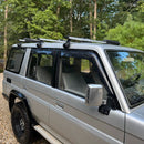For Toyota Land Cruiser J70 Roof Rack Cross Bars T-Slot Aluminum, Rain Gutter Mount, No Drill | Black-10