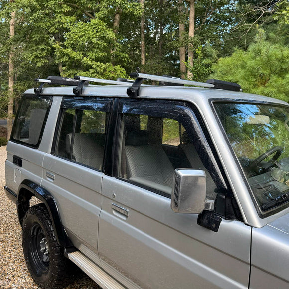 For Toyota Land Cruiser J70 Roof Rack Cross Bars T-Slot Aluminum, Rain Gutter Mount, No Drill | Black