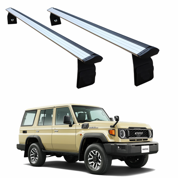 For Toyota Land Cruiser J70 Roof Rack Cross Bars Aluminum Rain Gutter Silver