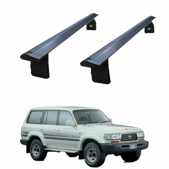 For Toyota Land Cruiser VX 80 Roof Rack Cross Bars Aluminum Rain Gutter Black