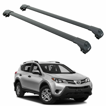 For Toyota Rav 4 (2013-2018) Roof Rack Cross Bars Raised Rail, Black