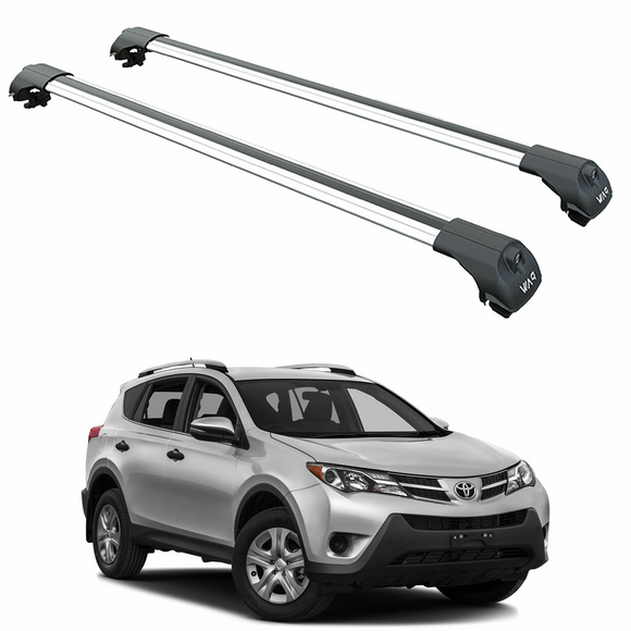For Toyota Rav 4 (2013-2018) Roof Rack Cross Bars Raised Rail, Silver