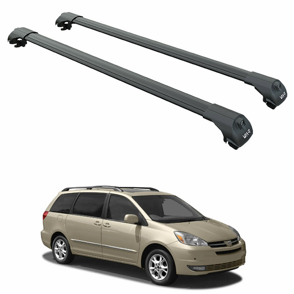 For Toyota Sienna 2 XL20 (2003-2010) Roof Rack, Cross Bar Raised Rail, Black