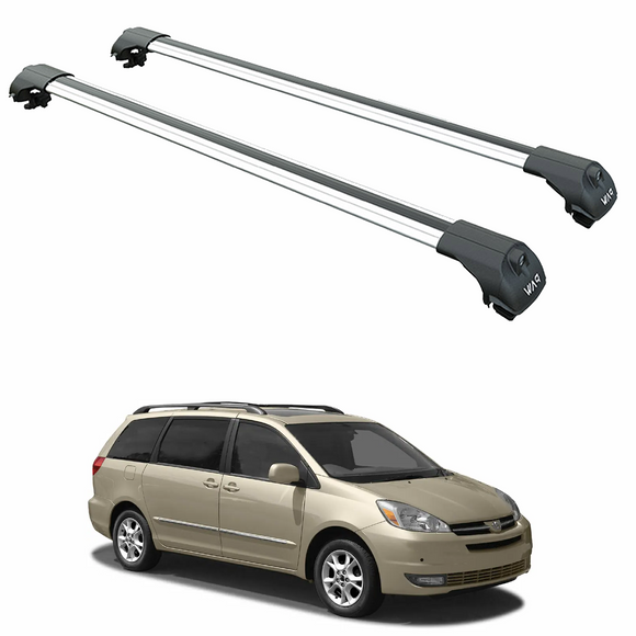 For Toyota Sienna 2 XL20 (2003-2010) Roof Rack, Cross Bar Raised Rail, Silver