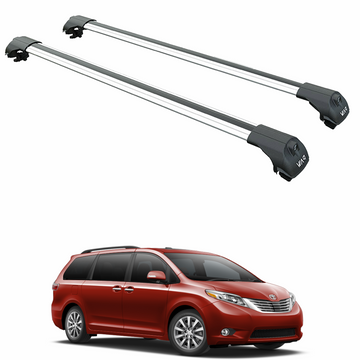 For Toyota Sienna 3 XL30 (2012-2020) Roof Rack Cross Bars Raised Rail, Silver
