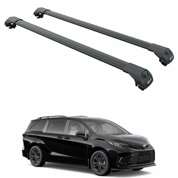 For Toyota Sienna (2021-2025) Roof Rack Cross Bars Raised Rail, Black